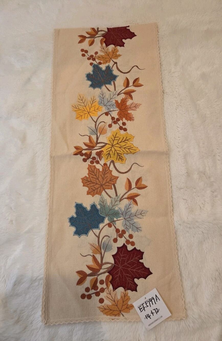 Rare Evermaple Manufacturers Sample Autumn Leaves Table Runner (14" x 72")